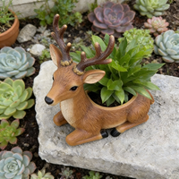 Pot de fleurs réaliste en résine en forme de cerf - Pot décoratif en forme de faon pour jardin extérieur, support fantaisie pour plantes succulentes pour patio, cour