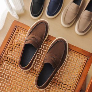 Mocassins décontractés à enfiler pour hommes, kaki, marron, noir, bleu foncé, à talon bas, semelle souple, chaussures bateau, pour le quotidien et le bureau - Product Image 4