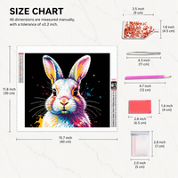Kit de Peinture Diamant DIY Lapin Coloré, Perles Acryliques Rondes Complètes, Image Animale, Décoration Murale Non Encadrée