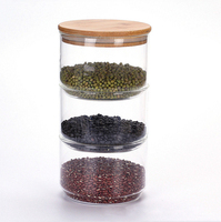15oz 450ml couvercle Portable transparent boîte en verre de cuisine pot de stockage en verre récipient alimentaire pour café farine sucre bonbons biscuits épices