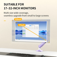 Bras de moniteur en acier violet vibrant KHCOOHOO avec ressort à gaz, pivotant ergonomique à 360°, inclinaison de 32 pouces, réglable en hauteur jusqu'à 45°, VESA