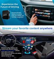 Adaptateur Wi-Fi double bande CarPlay Android Auto 2-en-1, Boîtier multimédia vidéo Netflix AI, Garantie 1 an pour véhicule
