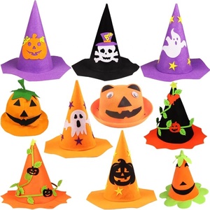 <span class=keywords><strong>Chapeau</strong></span> de <span class=keywords><strong>sorcière</strong></span> d'<span class=keywords><strong>Halloween</strong></span> personnalisé en tissu non tissé léger pour costume de fête, vente en gros - Product Image 1