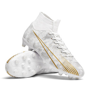 Chaussures de football montantes à crampons AG pour garçons, tige synthétique, doublure en mesh, semelle extérieure en caoutchouc, semelle intermédiaire en EVA, pour entraînement printanier et matchs - Product Image 4