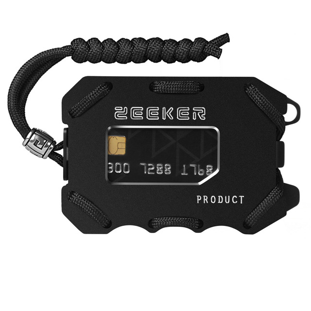 Large Capacity RFID Card Holder Wallet for Men Stainless Steel Tactical with Handmade Hanging Rope