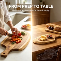 Planche à découper en bois d'acacia massif monobloc avec trou de suspension, plateau de charcuterie pour la cuisine (vente en gros)