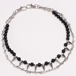 Cadena de cintura de doble capa con cuentas y púas de aleación de zinc estilo hip hop para uso diario. - Product Image 2