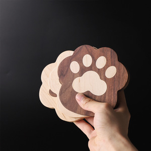 Creative Home Use Black Walnut Wood <b>Cat</b> Paw Coaster Cute Solid Wood Heat Insulation <b>Mat</b> For Teapot Mug - Product Image 2