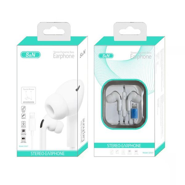 S&N Stereo In-Ear Dynamic Driver Wired Earphone with Mic and Light Interface for iPhone Music & Calling