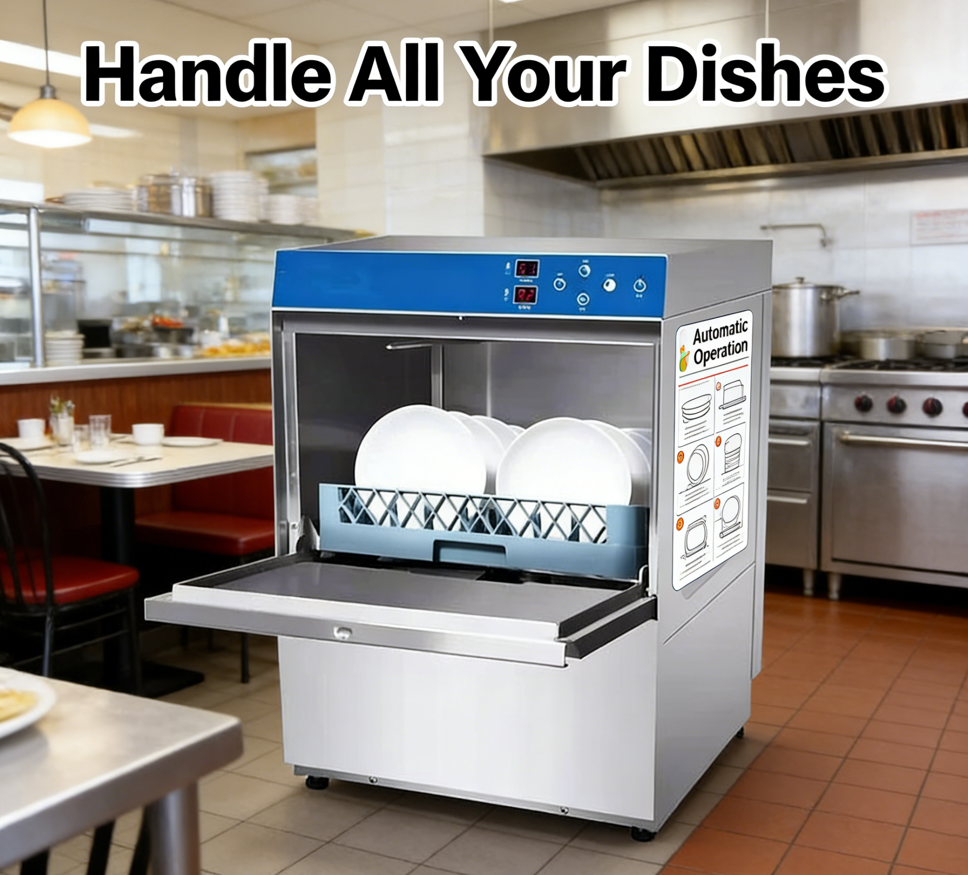 Easy Operation Smart Undercounter Dishwasher 55-65℃ Washing 220-240V for Restaurant Bar Cafe Commercial Glass Cleaning
