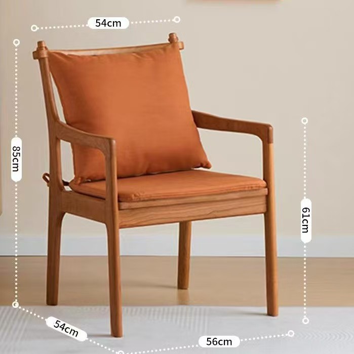 Assise en bois de cerisier avec tissu technique orange
