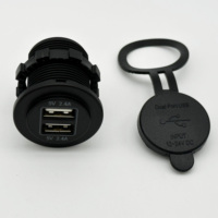 Enchufe de Carga USB-A Doble Empotrable e Impermeable, Salida Total de 4.8A DC12-24V para RV, Embarcaciones, Autos, Camiones, ATV