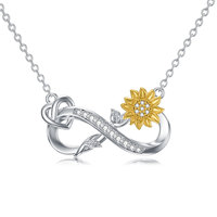 Collier Sunflower Infinity en argent sterling 925 You Are My Sunshine