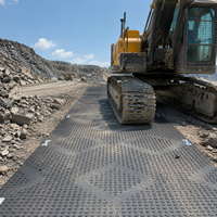 Tapis de protection de sol en HDPE noirs emboîtables 4x8 pour mini-excavatrices, grues, camions et travaux de construction, support de charge lourde