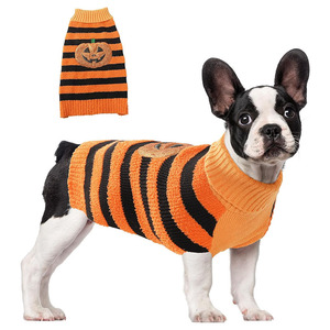 Pull en tricot noir en coton pour animaux de compagnie, motif citrouille d'Halloween, pour chiens et chats, petites, moyennes et grandes tailles - Product Image 3