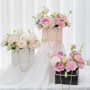 Bolsas de Lujo para Ramos en Rosa, Blanco <span class=keywords><strong>y</strong></span> Negro, Regalo para San Valentín, Día de la Madre <span class=keywords><strong>y</strong></span> Cumpleaños, <span class=keywords><strong>Bolsa</strong></span> de Papel para Empaquetar Flores - Product Image 5