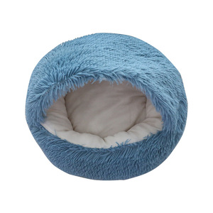 Semi Enclosed Round Pet <b>Bed</b> With Sponge Fill Soft Plush <b>Dog</b> Cat Nest Warm Winter <b>Bed</b> For <b>Small</b> Pets - Product Image 3