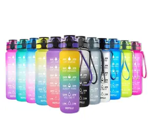 Bambus-termo de plástico para infusiones de frutas para bebé, botellas de agua alcalinas con pajita, con mancuerna de 2L, de diseño único