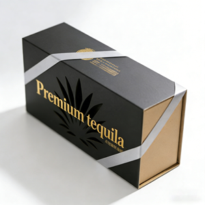 Boîtes d'emballage pour spiritueux en carton ondulé rigide imperméable personnalisées pour whisky, vin rouge, boîte <span class=keywords><strong>cadeau</strong></span> avec poignée pour l'expédition - Product Image 1