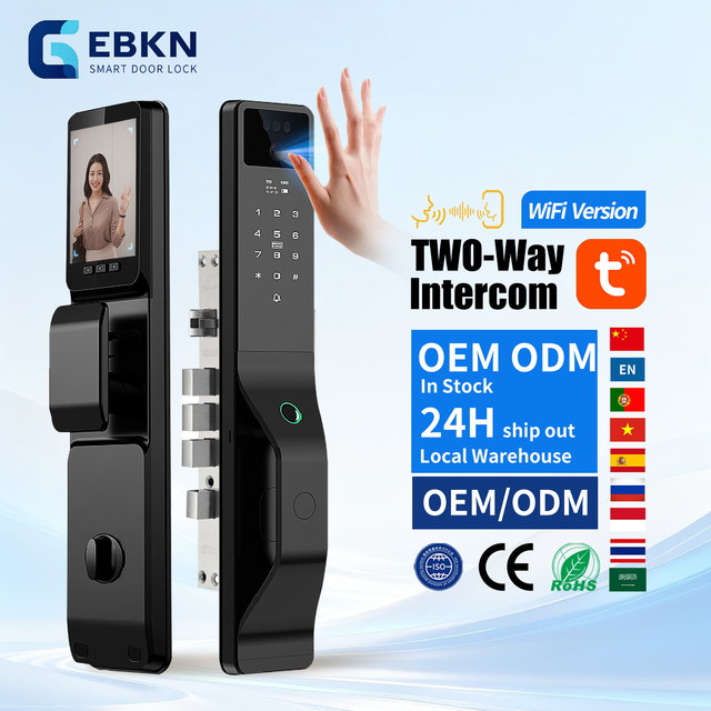 2026 WiFi Smart Door Lock Tuya 3D Face Recognition Cerradura Inteligente Security Digital Door Lock with Video Intercom for Home