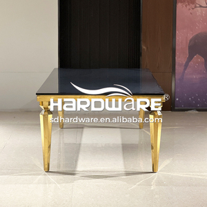Juego de Mesas y Sillas de Metal para Exteriores, Estilo Moderno, con Cubierta de MDF Cuadrada, Base de Acero Dorado, para 8 Personas, Ideal para Restaurantes y Hoteles - Product Image 4