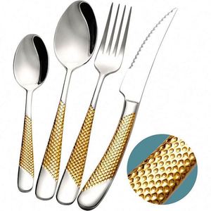 Cheaper Wedding Diamond <b>Flatware</b> Sets With Knife Fork Dinner Spoon and Tea Spoon Silverware Gold Tableware Set With Box - Product Image 1