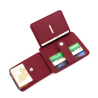 Dompet tempat kartu ID kredit pria, dompet kulit Pu ramping mewah kecil pria dengan saku koin dompet desainer merek untuk pria wanita