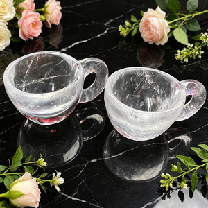 Tasse en cristal de quartz naturel transparent, tasse à thé en cristal sculpté, 8,5-9 cm, tasse à eau en cristal de guérison, chakra, reiki, méditation, décoration de la maison - Product Image 1