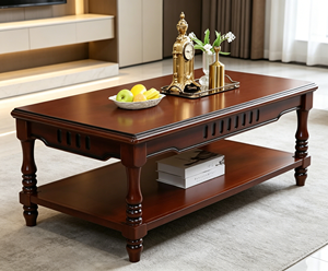 Mesa de Centro de Madera Tradicional con Estante de Almacenamiento, Muebles para Sala de Estar - Product Image 4