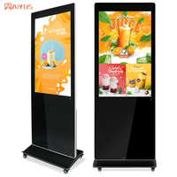 Affichage numérique sur pied de 43 pouces, écran tactile LCD Android, kiosque, affichage publicitaire intérieur avec roues, entrepôt américain
