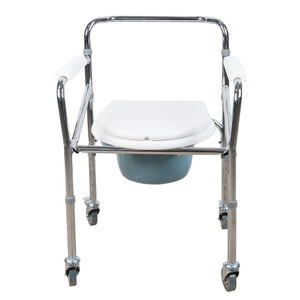 เก้าอี้นั่งถ่ายอลูมิเนียมอัลลอยด์มีล้อ สำหรับใช้ในโรงพยาบาล สีขาวและสีฟ้าทะเล - Product Image 1