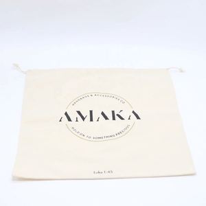 Sac en coton recyclable à cordon de serrage, prix d'usine, pour l'emballage de cosmétiques, avec pochette anti-poussière et logo personnalisé - Product Image 1