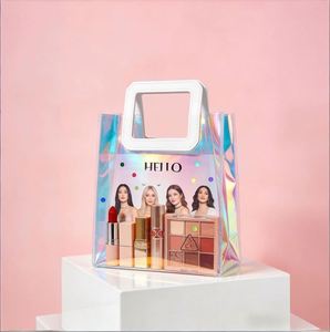 <b>Glittering</b> Holographic PVC Tote <b>Bag</b> Fashion Iridescent Handbag for Gift Shopping Daily Use Shiny Transparent PVC Carry <b>Bag</b> - Product Image 1