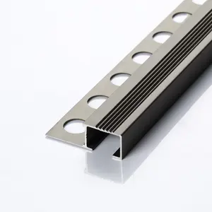 Prolink Metal Factory YJ-020 Aluminum Step Edge Anti-Slip Strip Rubber Insert Bullnose Stair Nose Trim Aluminum Stair Nosing