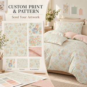 Set di Biancheria da Letto Alenhome per Ragazze, Stampa Pastorale Fresca, Copripiumino in Puro Cotone Morbido per Dormitorio Studentesco - Product Image 4