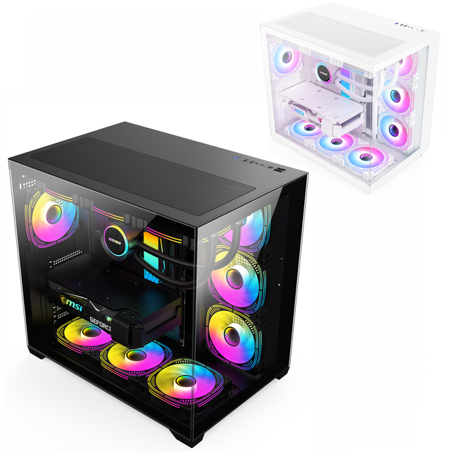 High-Airflow Black ATX PC Case 175mm CPU Cooler Support 7-Slot Vertical GPU 400mm & Triple 360mm Radiator Front USB 3.0