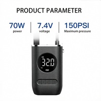 Portable Cordless Tire Inflator 150PSI 4000mAh Battery-powered Electric Air Pump Digital Meter Rechargeable Car Air Compressor