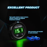 Panel de Voltímetro Digital LED de 12 VCC, Medidor de Voltaje Impermeable para Barcos, Vehículos Marinos, Motocicletas, Camiones, ATV/UTV