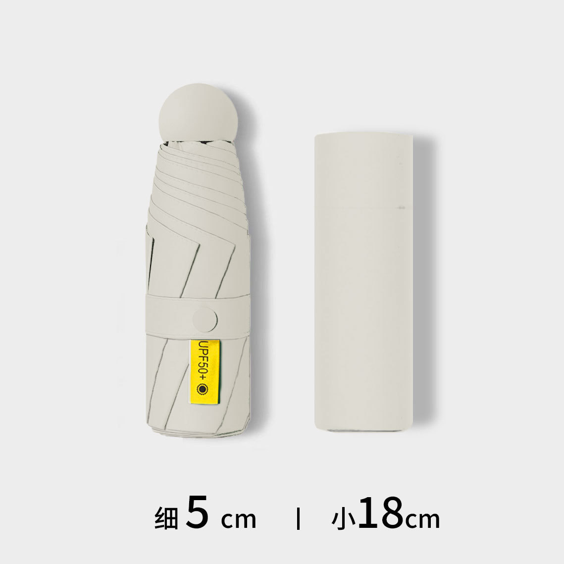 Round five-fold 6-bone - fabric cover - white