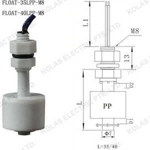 Capteur rapide, capteur de niveau de liquide en plastique pour niveaux haut/bas, interrupteur de niveau de liquide à flotteur en PP, fixation supérieure filetée M10, sortie ON/OFF à 2 fils - Product Image 4