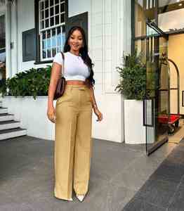 Women's New Solid Color Elegant Casual High Waist Straight Wide Leg Pants <b>Trousers</b> Women's Pants - Product Image 6