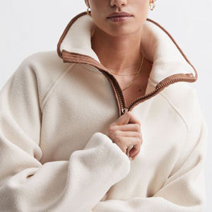 Blank Custom Wholesale Ladies Zipper Hoodies Puff Print <strong>Zip</strong> Neck Hip Hop Stand Collar <strong>Half</strong> <strong>Zip</strong> up Pullover Hoodie <strong>Jumpers</strong> <strong>Women</strong> - Product Image 4