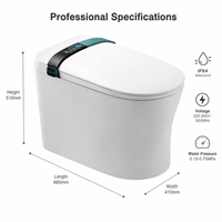 Inodoro inteligente de pie de cerámica con sifón alargado, boquilla de autolimpieza automática, sensor de pie, descarga sifónica y dispensador de espuma