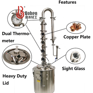 Tanque con camisa de vapor/caldera con columna de destilador de cobre y mezclador/agitador para equipo de destilación - Product Image 4