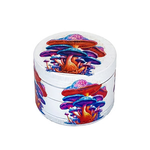 Custom Logo UV Printed Pattern Dry <b>Herb</b> <b>Grinder</b> 4 Part Zinc Alloy Custom Artwork Metal Spice Mill Crusher - Product Image 1