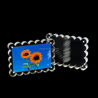 Cadre photo magnétique en acrylique transparent effet miroir, double panneau, 2x6 pouces, pour affiche murale, format personnalisable, bord festonné, 4x6 pouces