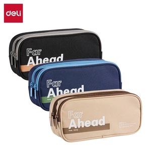 Estuche para lápices Deli Canvas de gran capacidad con cierre de cremallera multicapa para uso escolar y de oficina - Product Image 2
