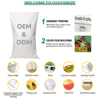 Sacs tissés en PP recyclables de 25 kg et 50 kg avec impression personnalisée, sacs en polypropylène laminé BOPP pour aliments pour animaux, riz et engrais