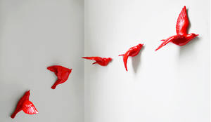 राल सफेद पक्षी मूर्ति दीवार सजावट - Product Image 5