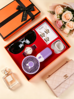 Coffret Cadeau Luxe Tout-en-un pour Femme : Ventilateur Portable Personnalisable, Montre Élégante et Accessoires – Idéal pour Elle